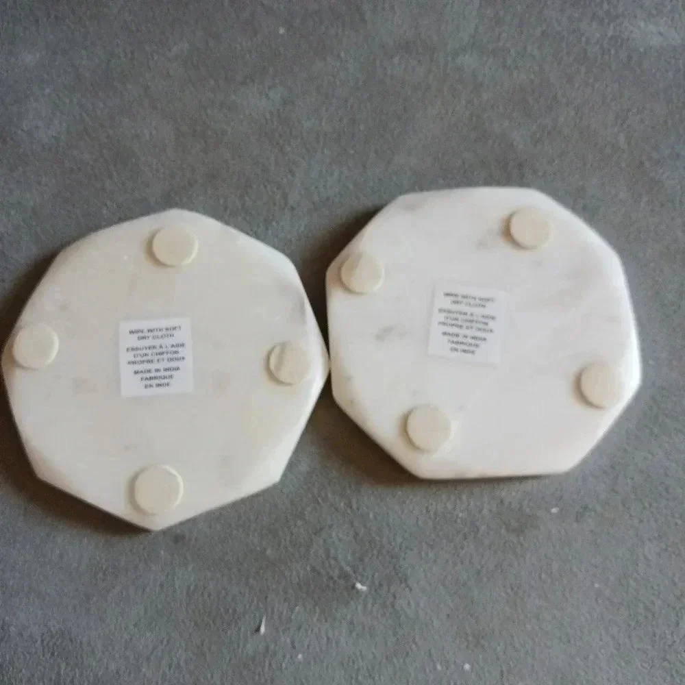 Octagon marble coasters set of 2 beige